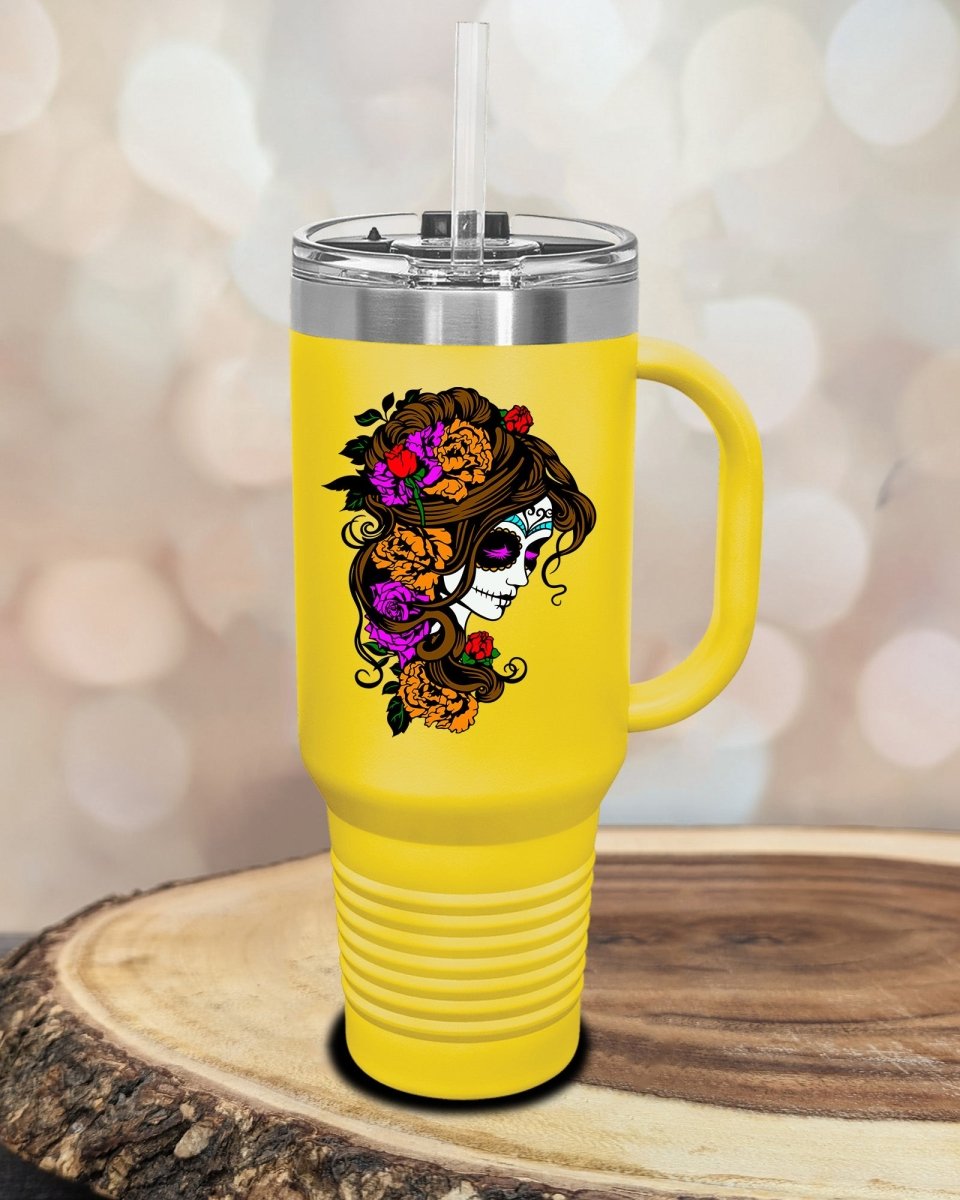 Sugar Skull Girl Tumblers - CreepyMugs.com
