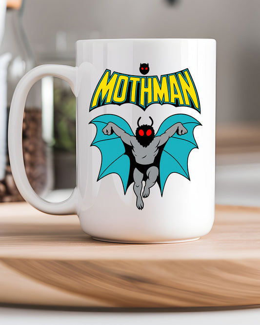 Mothman Superhero 15 oz ceramic mug, made in the USA
