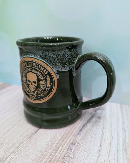 Skeleton Wreath Mug | Handmade Deneen Pottery Christmas Mug - CreepyMugs.com