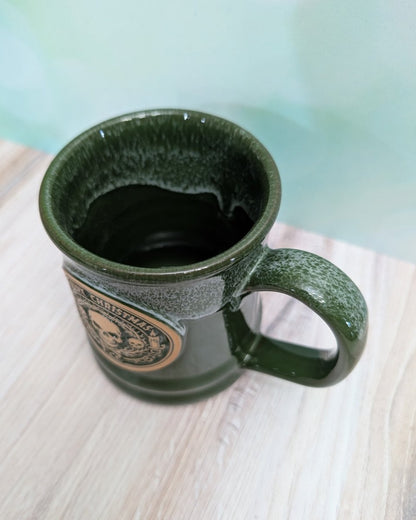 Skeleton Wreath Mug | Handmade Deneen Pottery Christmas Mug - CreepyMugs.com