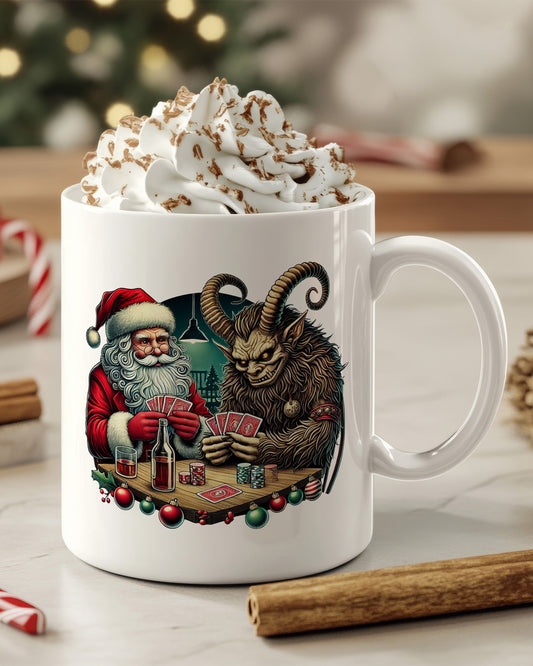 Santa Krampus Card Game Mug
